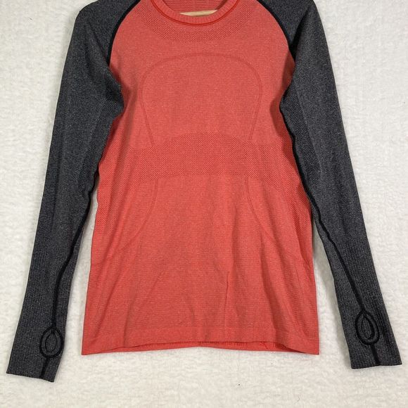 Lululemon Run Swiftly Tech Orange Gray Heather Long Sleeve Shirt Size 2, 4? - Picture 4 of 9